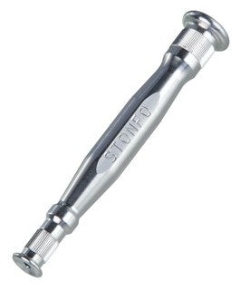Stonfo hair packer tool with metal handle and screw cap ends
