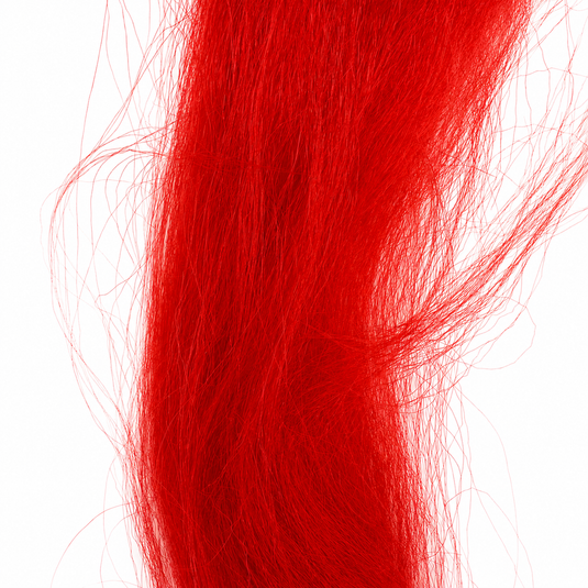 Red crinkle-fiber hair streamer, long loose strands with crinkled texture