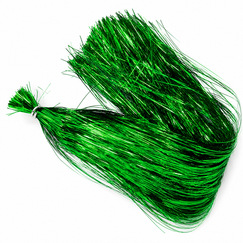 Load image into Gallery viewer, Regular Flashabou tinsel streamer in vivid green with metallic sparkle

