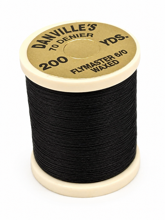 Waxed fly tying thread spool, black, 70 denier