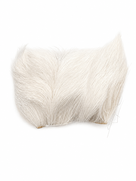 Deer hair tuft, white, soft long fibers