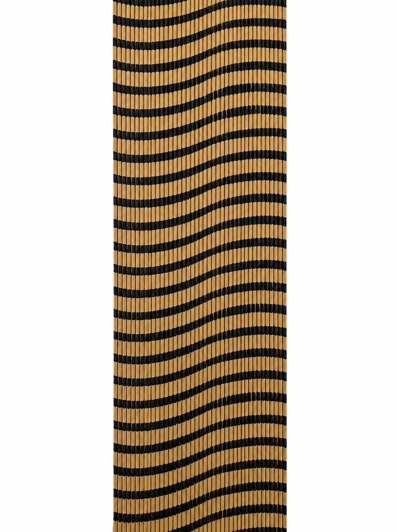 Load image into Gallery viewer, Barred round rubber strip in tan with black stripe wavy pattern, medium

