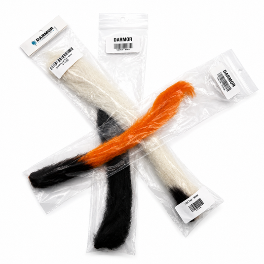 Calftail hair set in white, orange, and black with packaged pieces