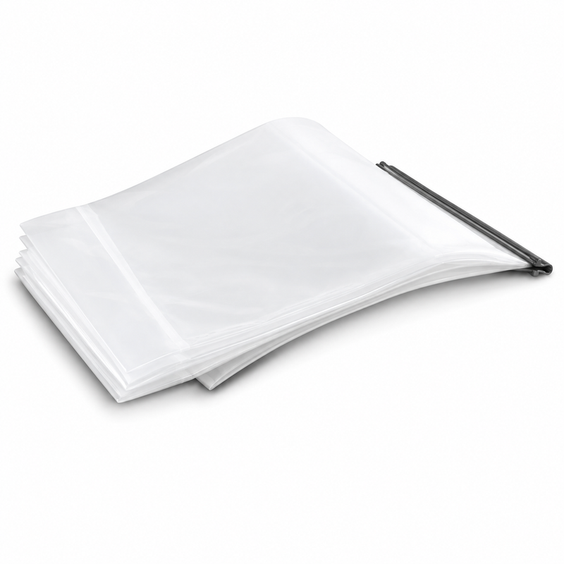 Load image into Gallery viewer, Clear plastic leader storage sleeves with black cord closure, bundled together
