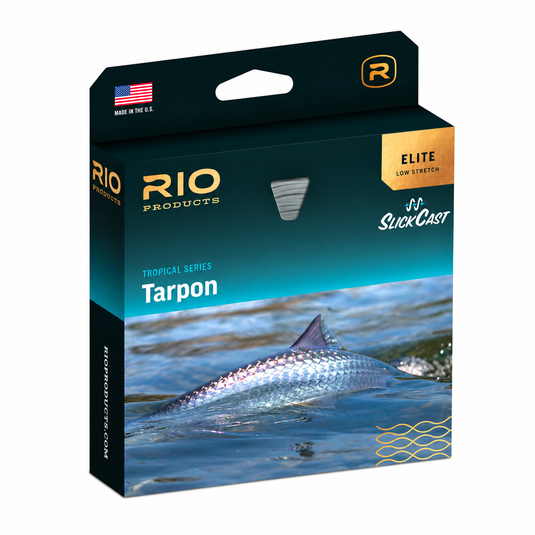 Fishing line box labeled Elite Tarpon, tropical series, SlickCast low stretch