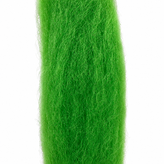 Bright green fishing fiber with fine fuzzy strands texture.