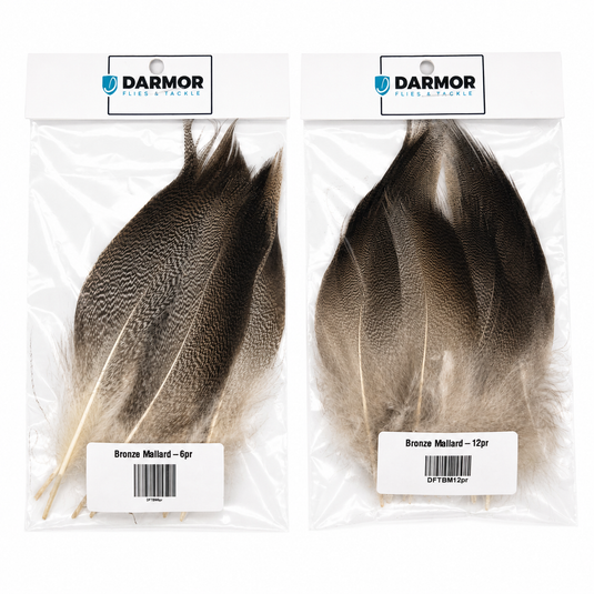 Darmor Bronze Mallard feathers in sealed packages, dark bronze and grey