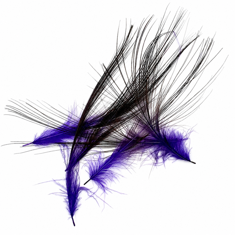 Load image into Gallery viewer, Fishing Fever Heron feathers in purple with dark strands, fanned plume style
