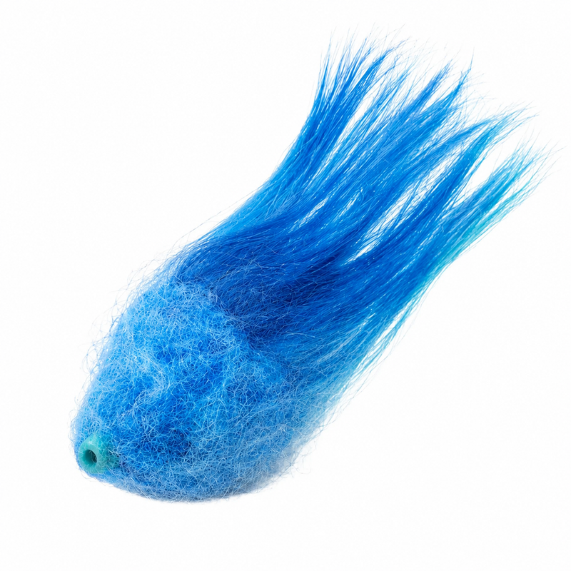 Load image into Gallery viewer, Curled fly-tying fibre, bright blue, loose strands.
