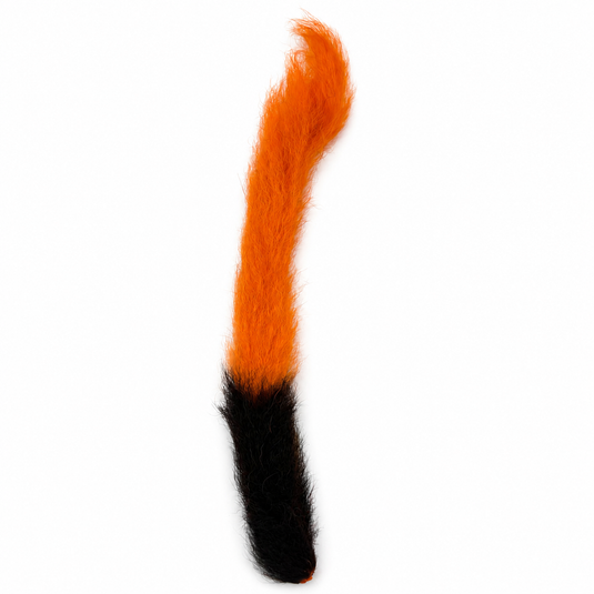 Orange calftail fur strip with black base and tapered tip