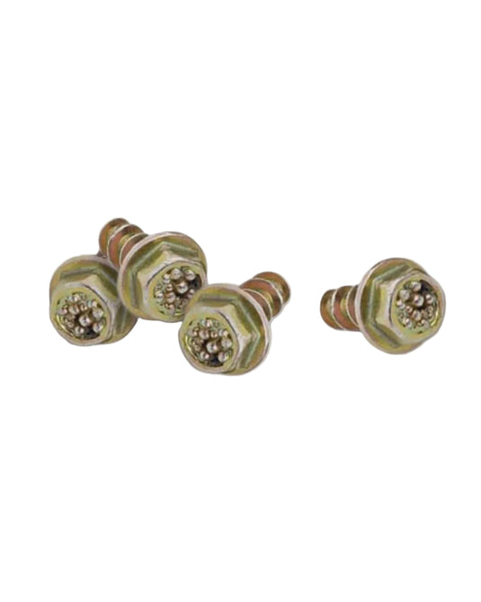 Shoe sole studs, round metal faces with green striped edge