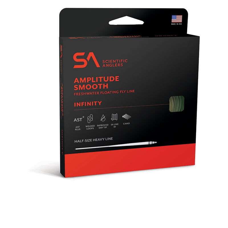 Load image into Gallery viewer, Scientific Anglers Amplitude Smooth Infinity fly line package, black with red logo and text
