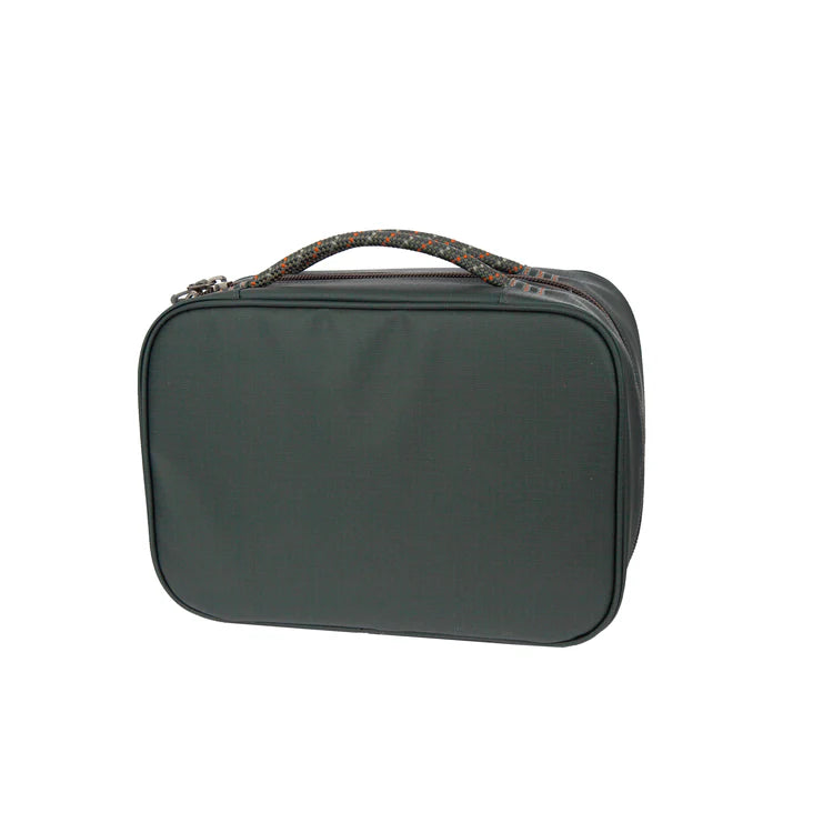 Load image into Gallery viewer, Dark green fly tying kit bag with carry handle and top zipper
