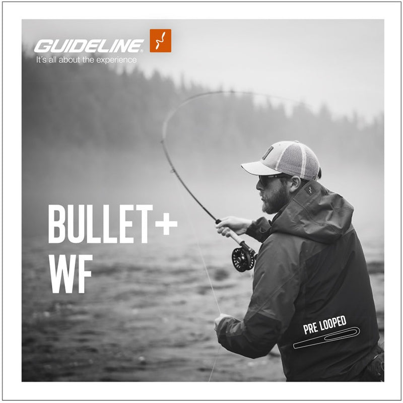 Load image into Gallery viewer, GUIDELINE Bullet + WF fly line poster with angler and rod
