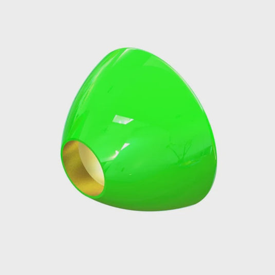 Green glossy conehead lure with open round eye