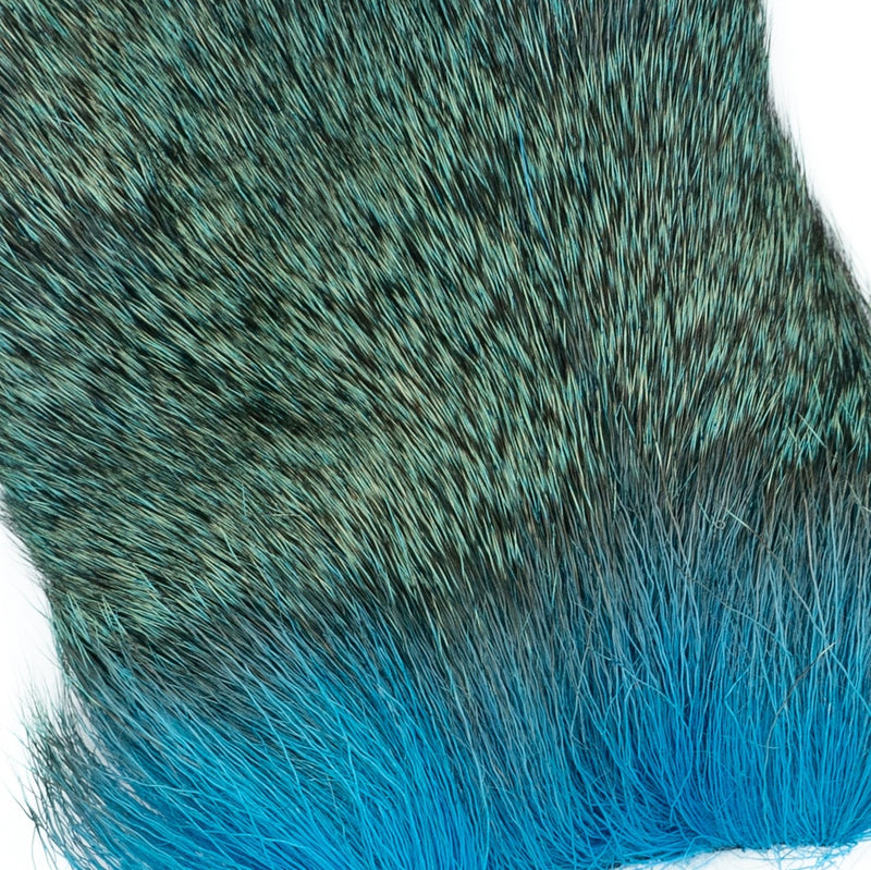 Load image into Gallery viewer, Teal and dark green dyed deer hair patch close-up

