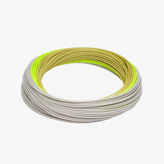 Neon green and gray fly line coil spool