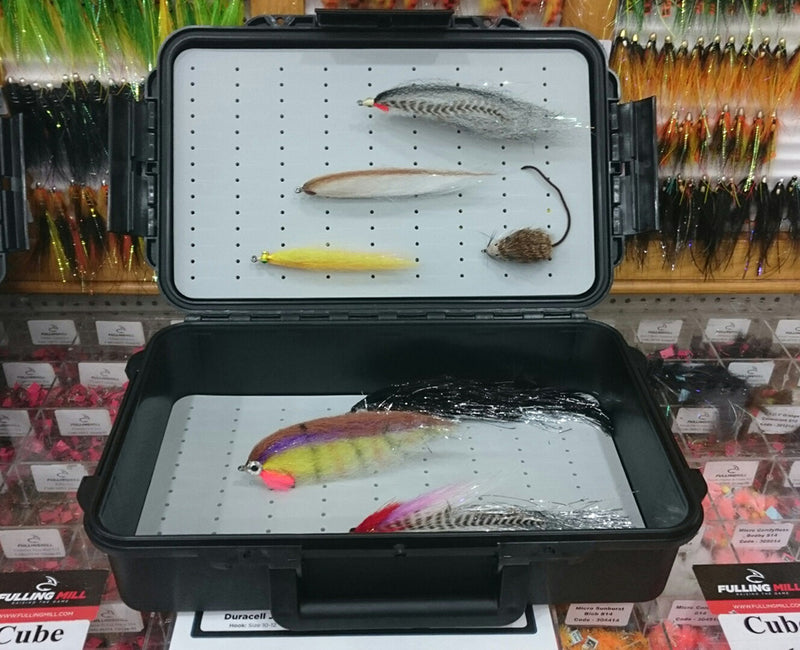 Load image into Gallery viewer, Fulling Mill XTREME fly box open with foam insert and three wet flies
