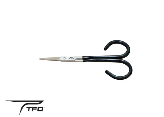 TFO malleable handle scissors with black curved grips and metal blades