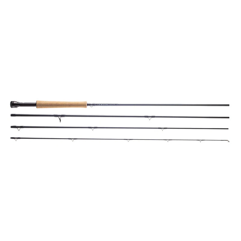 Load image into Gallery viewer, Fishing rod with cork handle and line guides along the shaft
