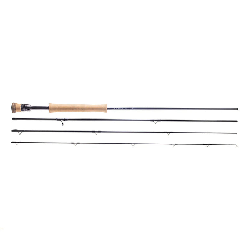 Load image into Gallery viewer, Fishing rod with cork handle and line guides along the shaft
