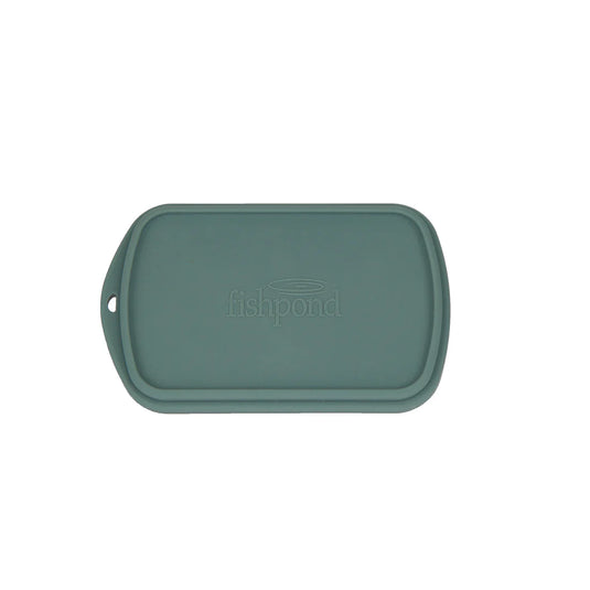 Fly dock MagPad in teal with rounded rectangular shape, embossed Fishpond logo