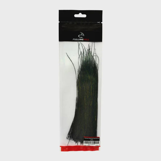 Peacock herl feathers bundle, dark green-black