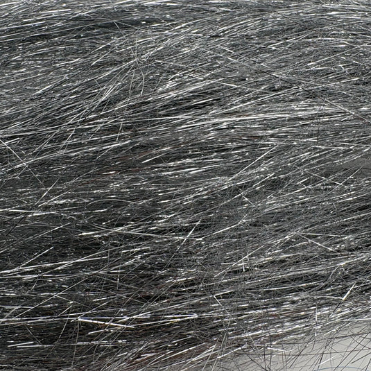 Lace angel hair fiber strands in silver gray, close-up