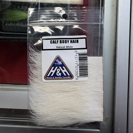Calf body hair bundle, natural white, sealed package