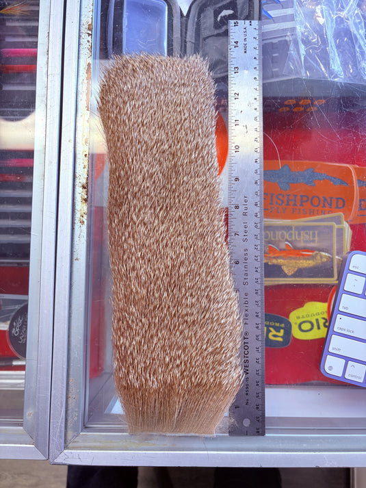 Deer body strip hair accessory, tan-brown textured strip