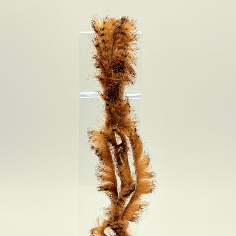 Load image into Gallery viewer, Rabbit fur strip with barred rust-brown and dark tips
