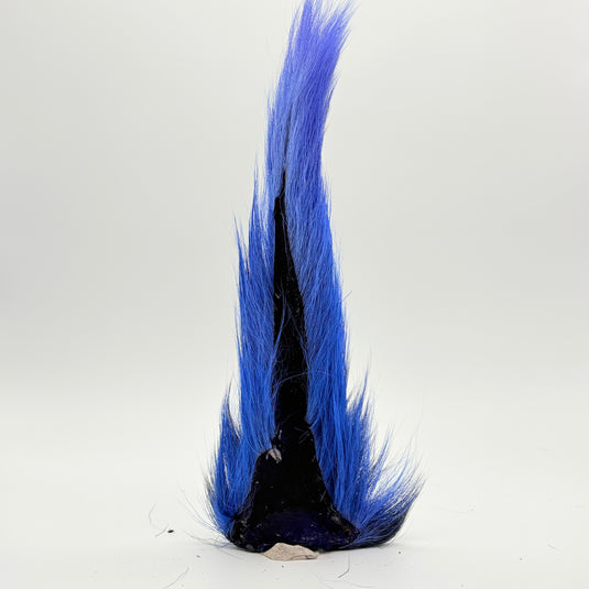 Darmor bucktail lure, bright blue hair tuft with black base