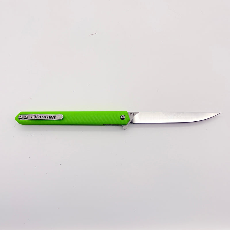 Load image into Gallery viewer, Folding blade knife with lime green handle and stainless-steel locking blade
