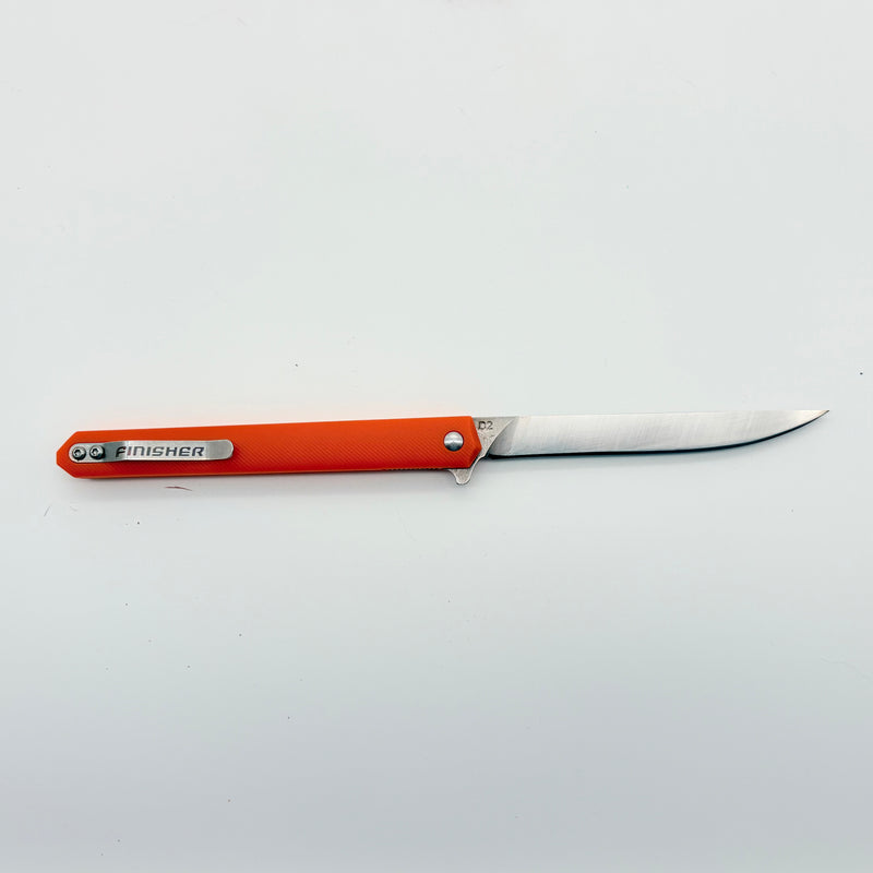 Load image into Gallery viewer, Folding blade knife with orange handle and stainless-steel locking blade

