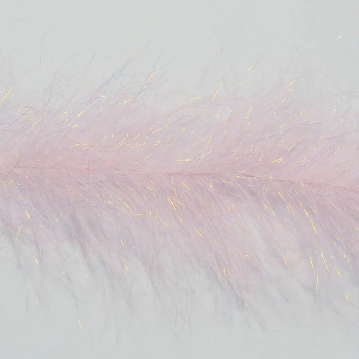 Load image into Gallery viewer, Shimmery fly brush fibers with pale white base and gold strands
