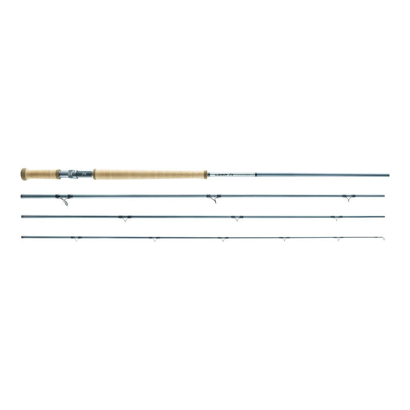 Load image into Gallery viewer, Multiple fishing rods with cork handle and blue line guides along the blanks
