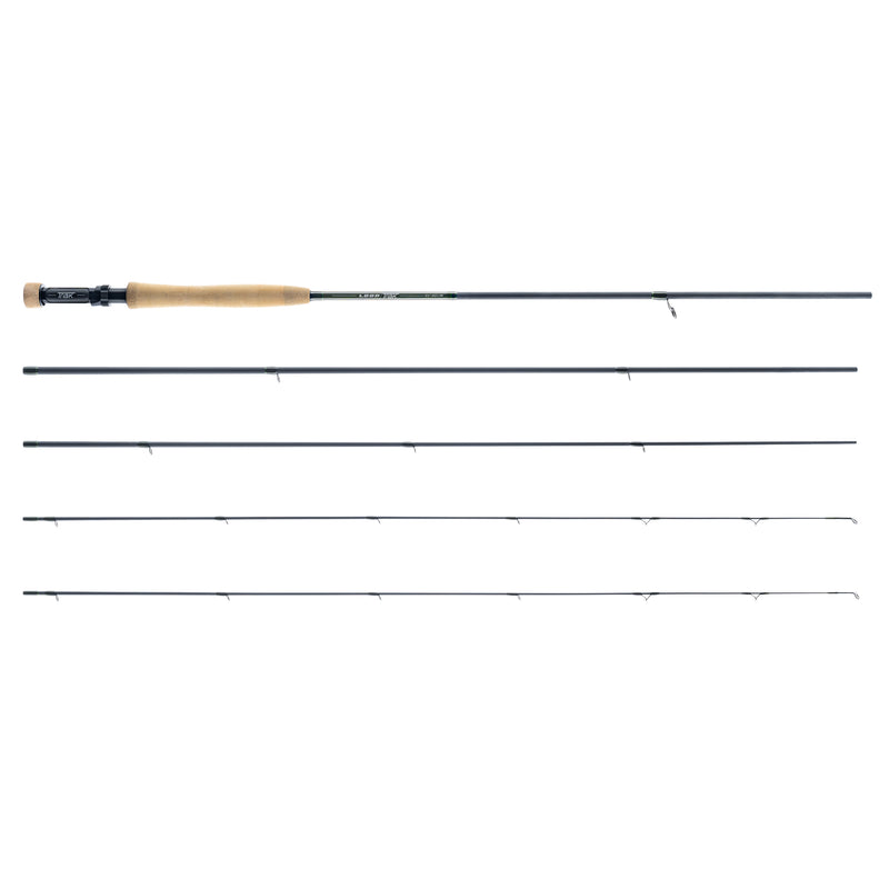 Load image into Gallery viewer, Fishing rod with cork handle and multiple line guides along the blank
