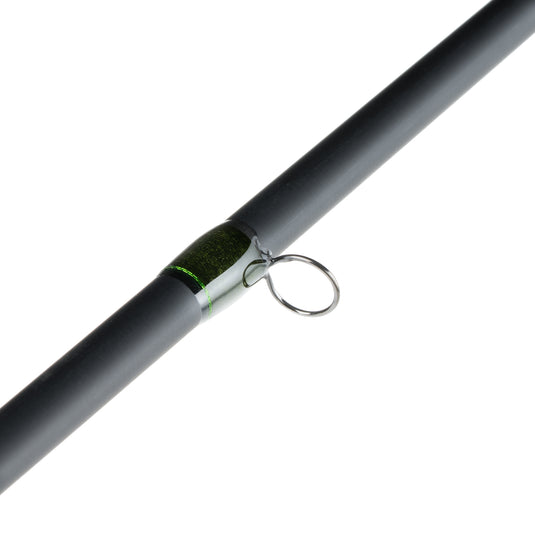 Fishing rod tip section with line guide ring and small tag