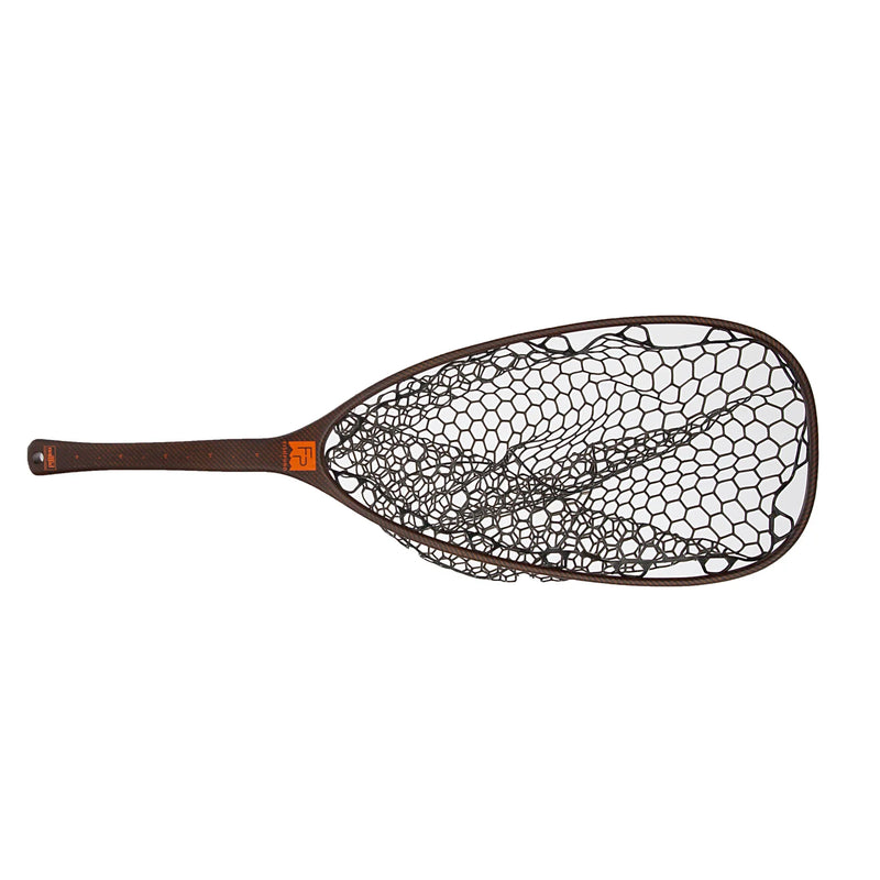 Load image into Gallery viewer, Landing net with hex-mesh bag and dark brown handle
