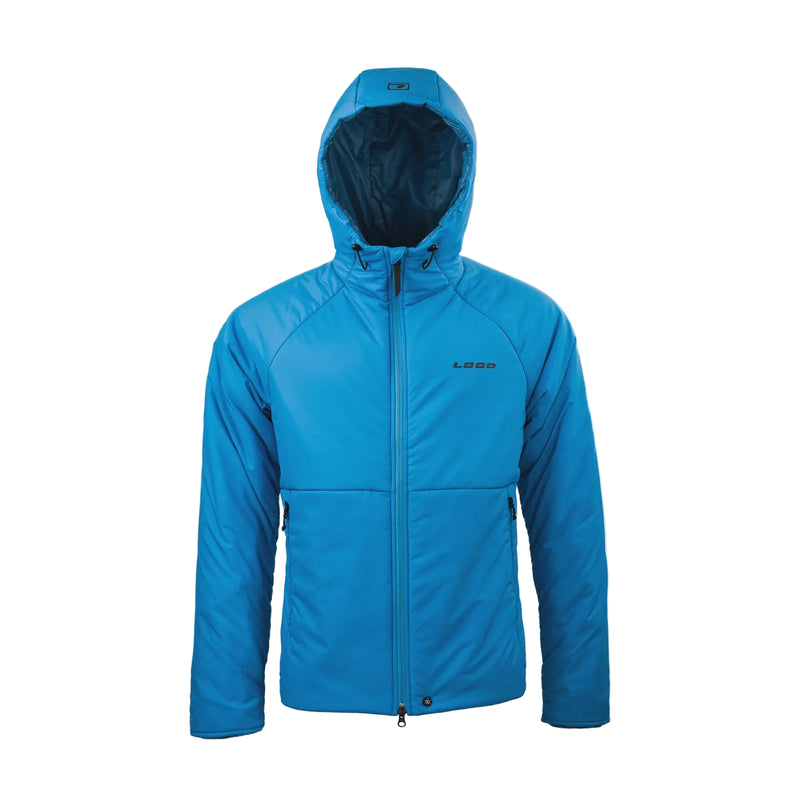 Load image into Gallery viewer, Loop Onka Jacket 2.0 water-blue hooded zip puffer jacket, front view
