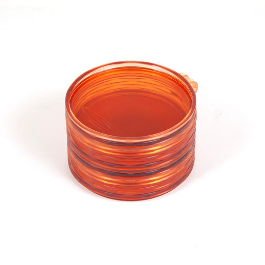 Fishpond Shallow Fly Puck, orange translucent top view of closed container