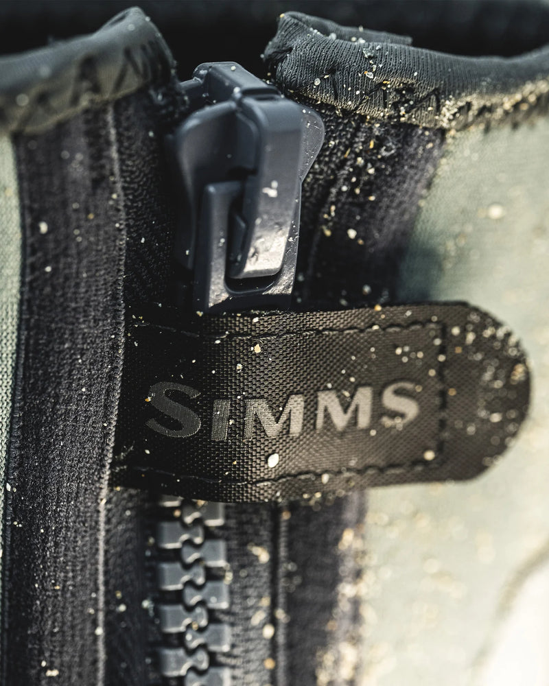 Load image into Gallery viewer, Side zipper and SIMMS logo patch on dark gray bootie, wet finish
