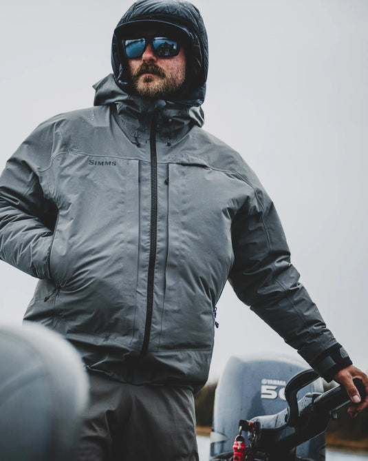 Men's G4 Pro jacket, dark gray hooded shell with zip front and elastic cuffs