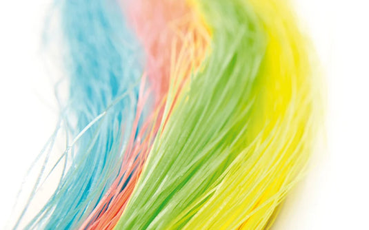 Phosphorescent multicolor fiber strands bundle with blue, green, yellow, orange