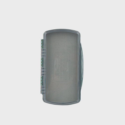 Fishpond fly box with solid gray cover and teal trim