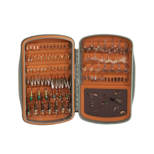 Fishpond Pescador MagPad Small tackle box open with assorted fly lures