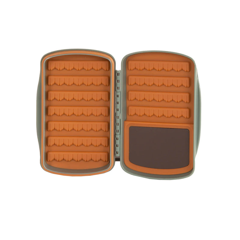 Load image into Gallery viewer, Small MagPad tackle box open with orange foam lure compartments
