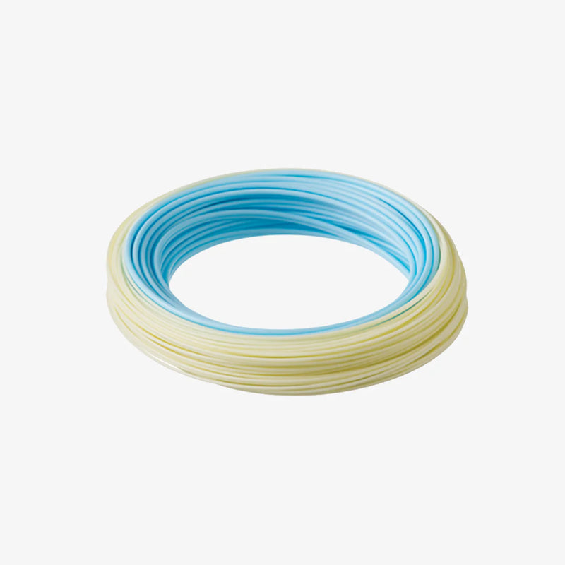Load image into Gallery viewer, Coiled fly fishing line in aqua blue and sandy cream

