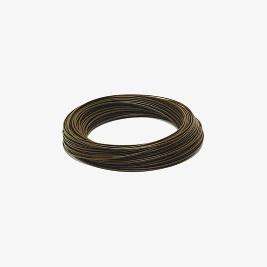 Brown fly line spool, neatly coiled