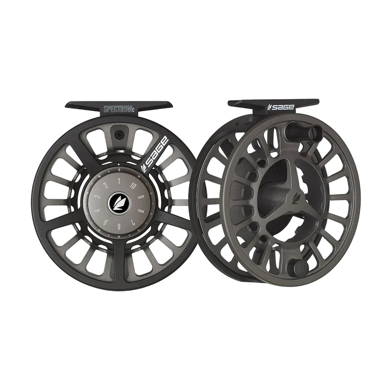 Load image into Gallery viewer, Two black fly reels with SAGE labels and numbered dial
